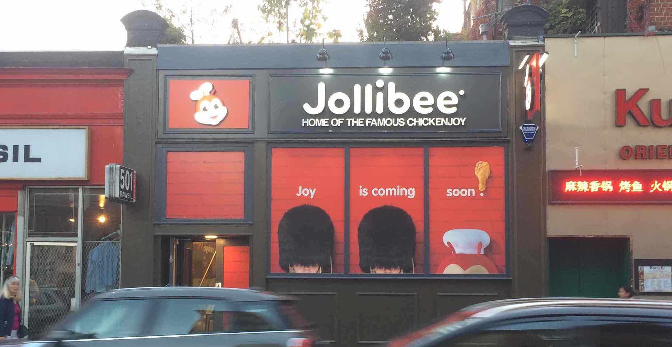 The first Jollibee store in the UK days before it opened in 2018. Photo by me.